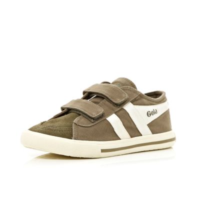Boys taupe Gola velcro trainers