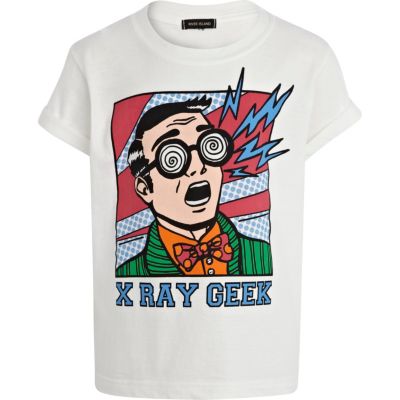Boys white x-ray geek print t-shirt