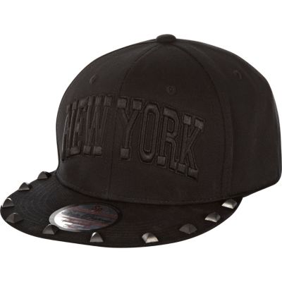 Boys black studded NY trucker hat