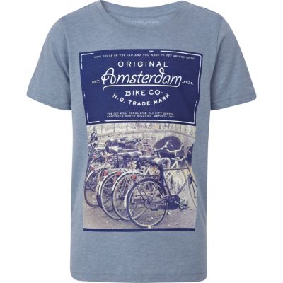 Boys blue Amsterdam bike t-shirt