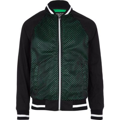 BOYS BLACK MESH BOMBER JACKET