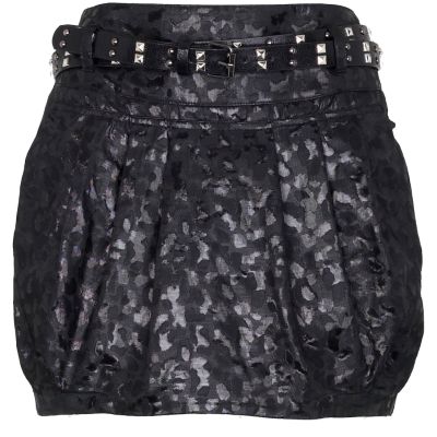 Black belted mini skirt