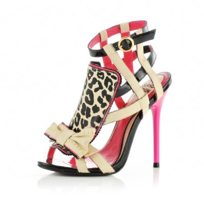 pink leopard print heel sandal