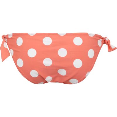Coral polka dot bikini bottoms