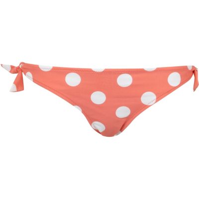 Coral polka dot bikini bottoms
