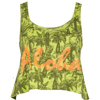 Green aloha crop vest 