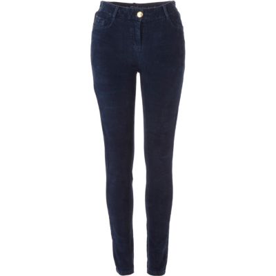 Blue skinny cord trousers