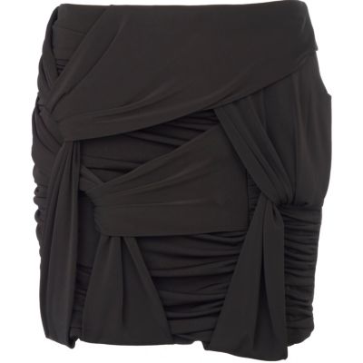 Black layered mini skirt