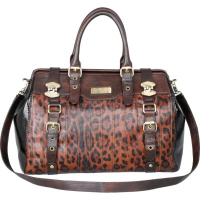 brown animal printed doctors bag