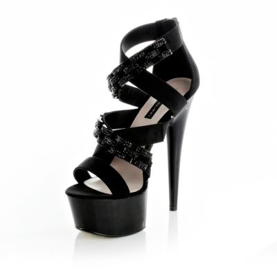 black diamante platform heels