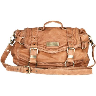 brown leather satchel style handbag