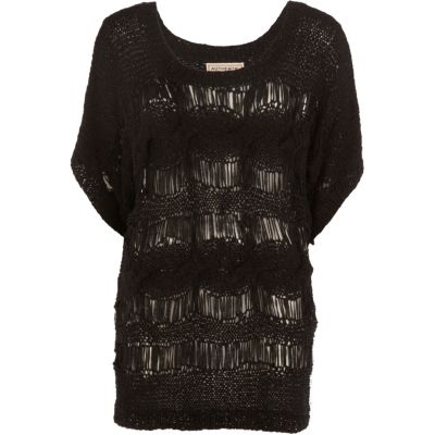 black short sleeve cable stitch jumper