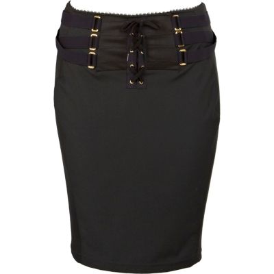 Black lace up skirt