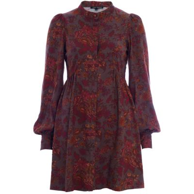red ruffle shirt dress