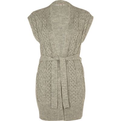 grey cable knit waistcoat