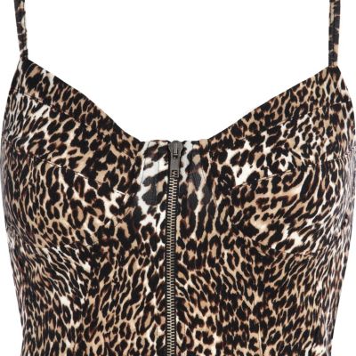 Brown leopard printed corset top