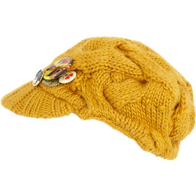 Yellow Girl Baker Boy Hat :  hats accessories yellow