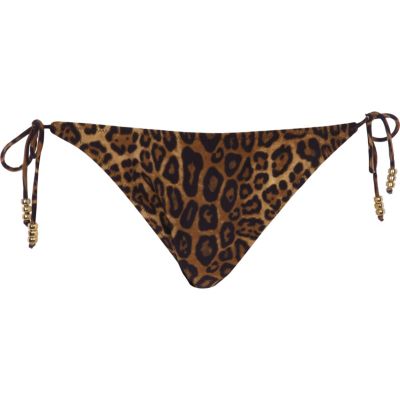 Brown leopard print bikini briefs