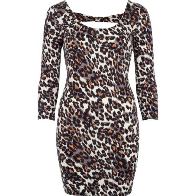 Black animal print bodycon dress