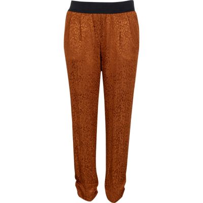 Brown jacquard trousers
