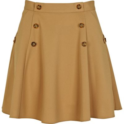 Beige button circle skirt