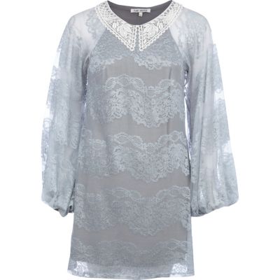Blue lace collar shift dress