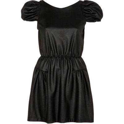 Black waisted wet look dress