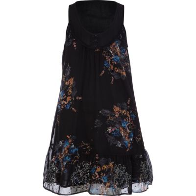 Black beaded swing dress