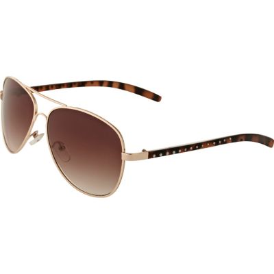 brown printed studded sunglasses