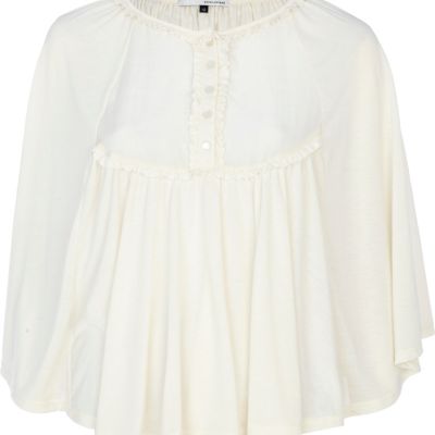 Cream cotton cape top