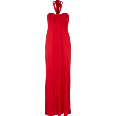 Red jersey maxi dress