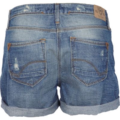 Mid wash denim shorts