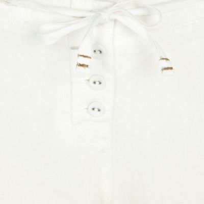 White wide leg linen trousers