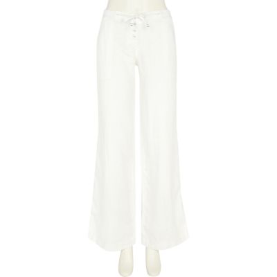 White wide leg linen trousers