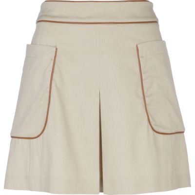 Beige piping a line skirt