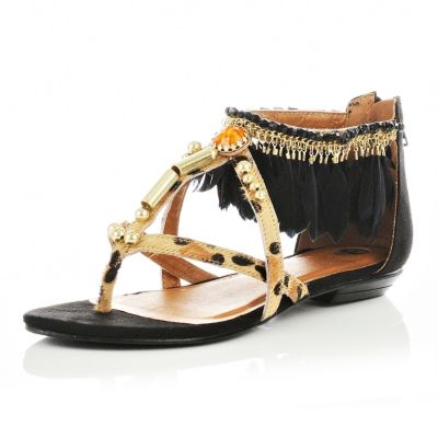 black feather sandals 