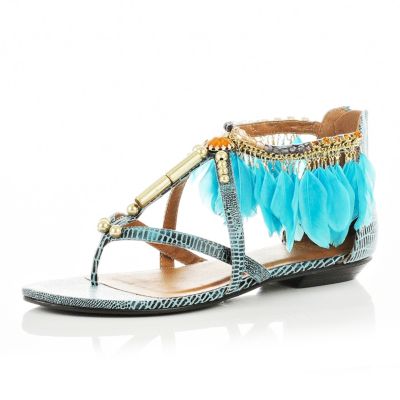 turquoise feather sandals 