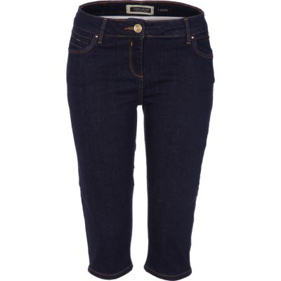 Dark denim pedal pushers