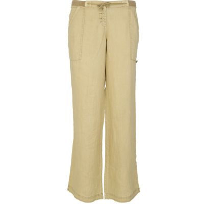 Beige wide leg linen trousers
