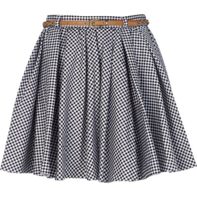 Black check skater skirt