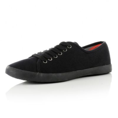 black lace up plimsolls