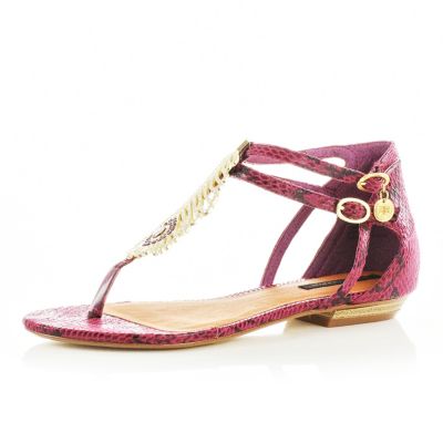 pink diamante feather sandals