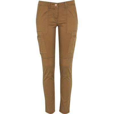 Beige skinny combat trousers