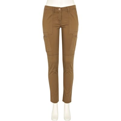 Beige skinny combat trousers