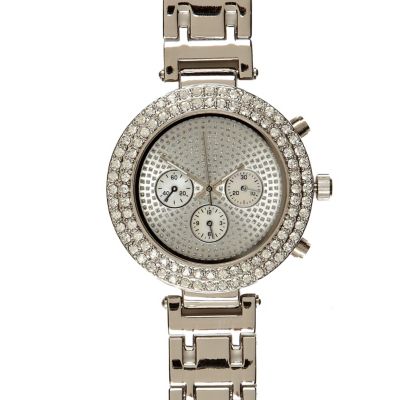 grey metal glitter face watch 