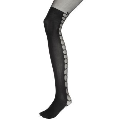 black lace up mock tights