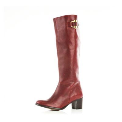 dark red knee high boots
