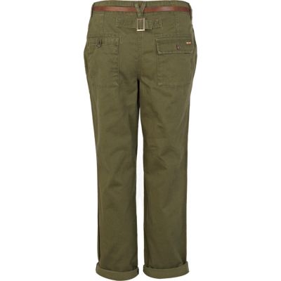 Khaki belted chinos