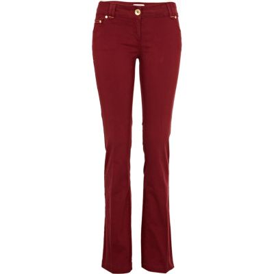 Dark red bootcut jeans