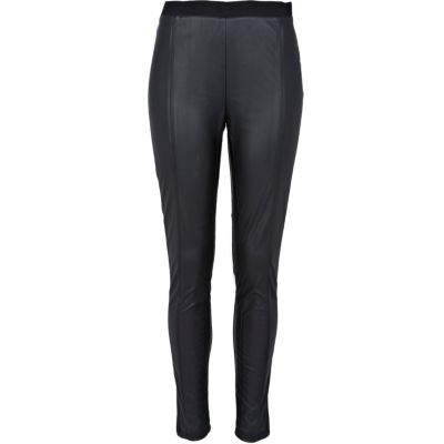 black faux leather treggings